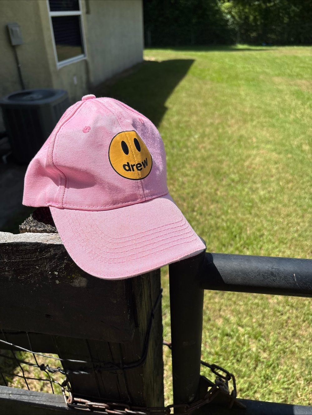 DREW Pink Baseball Cap with Yellow Smiley Logo